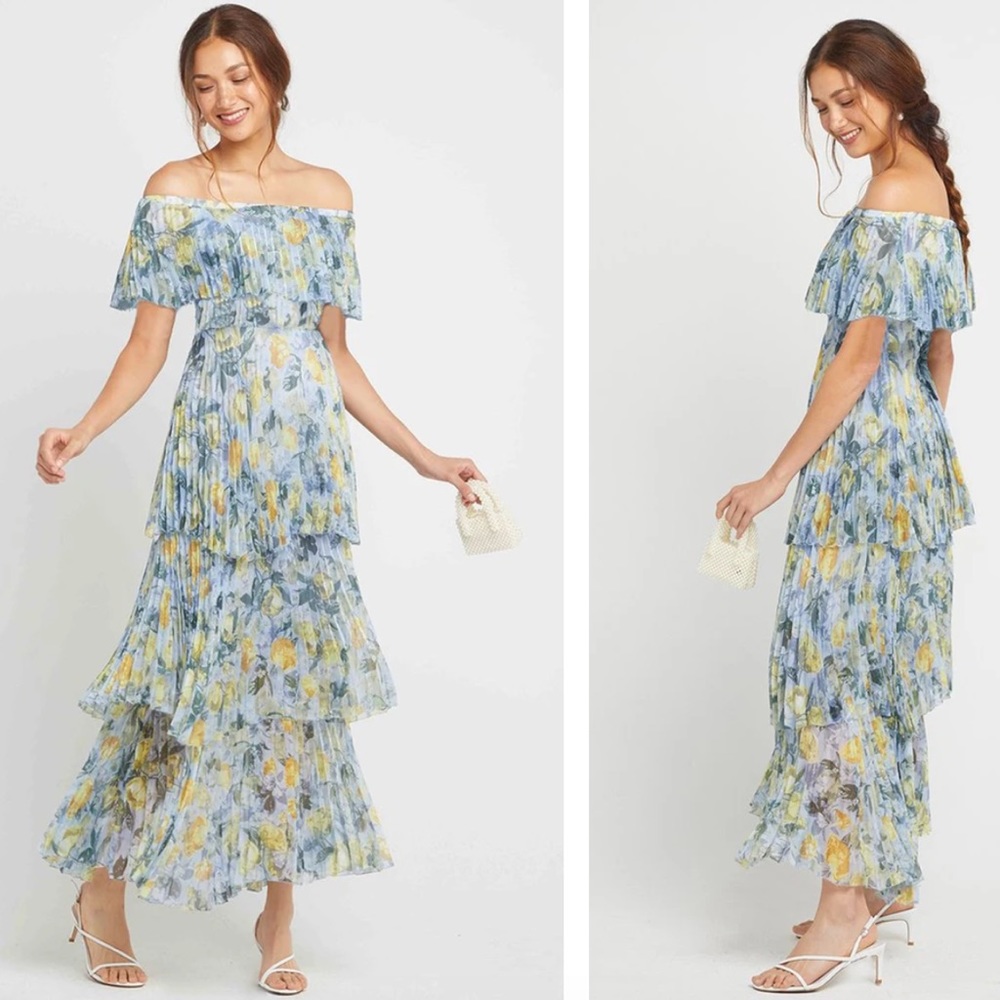 OPT Blue Tiered Lemon Dress